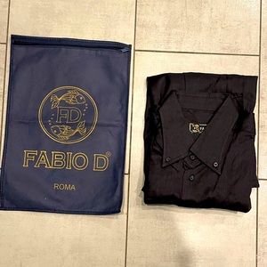 XXXL Black Linen Shirt - Fabio D. Made In Italy. New With Storage Bag.